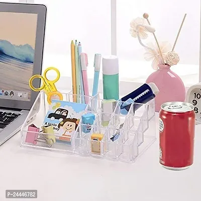 16 Section Lipstick Storage Acrylic Stand Mascara Nail Paint Lipstick Holder Dressing Table Bathroom Organizer Platic Storage(Small- 16 section)