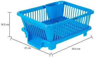 Blue 3 in 1 Large Durable Plastic Kitchen Sink Dish Rack Drainer Drying Rack Washing Basket with Tray for Kitchen, Dish Rack Organizers, Utensils Tools Cutlery-thumb1