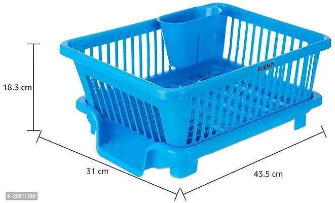 Blue 3 in 1 Large Durable Plastic Kitchen Sink Dish Rack Drainer Drying Rack Washing Basket with Tray for Kitchen, Dish Rack Organizers, Utensils Tools Cutlery-thumb2