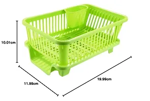 Green 3 in 1 Large Durable Plastic Kitchen Sink Dish Rack Drainer Drying Rack Washing Basket-thumb1