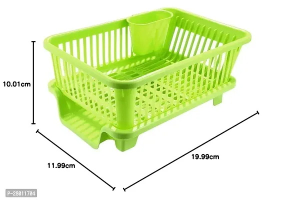 Green 3 in 1 Large Durable Plastic Kitchen Sink Dish Rack Drainer Drying Rack Washing Basket-thumb2