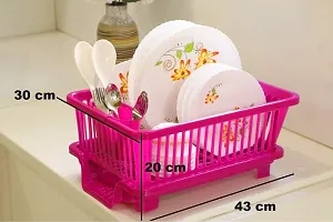 Pink 3 in 1 Large Durable Plastic Kitchen Sink Dish Rack Drainer Drying Rack Washing Basket-thumb2