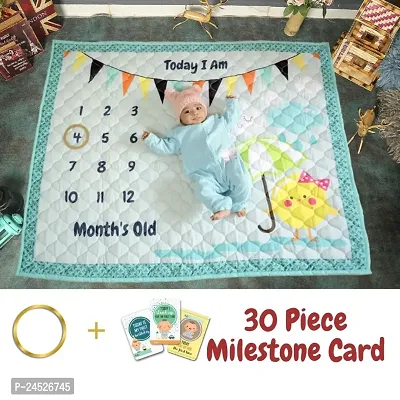 Blanket and Props for Babys Monthly Photoshoot|Multiuse Products|Ac Room Blanket for Summer|Infants Winter Comforter|Newborn Baby Blanket-Quilt-135x115x2cm-SkyBlue-thumb0