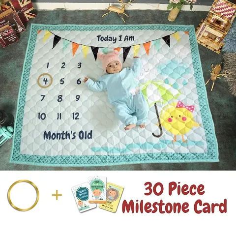 Blanket and Props for Babys Monthly Photoshoot|Multiuse Products|Ac Room Blanket for Summer|Infants Winter Comforter|Newborn Baby Blanket-Quilt-135x115x2cm-SkyBlue