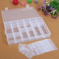 tvAt 2 Pcs 36 Grids Clear Plastic Storage Box with Adjustable Dividers Organizer Earrings Bead Jewelry Small Storage Box Case-thumb1