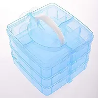 tvAt 18 Grid Plastic Transparent Jewelry Storage Box Portable Jewelry Box Accessories for Earrings Ring (Blue)-thumb1