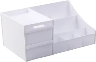 tvAt 1 Pcs Multi-Drawers Cosmetics Storage Box Large Capacity Cosmetic jewellery Box, Makeup Skin Care Products for Dressing Table Cosmetic Organizer Set (White)-thumb3