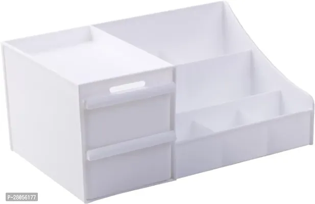 tvAt 1 Pcs Multi-Drawers Cosmetics Storage Box Large Capacity Cosmetic jewellery Box, Makeup Skin Care Products for Dressing Table Cosmetic Organizer Set (White)-thumb4