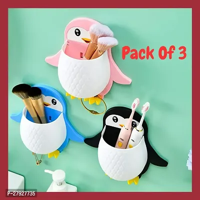 3 Pcs Penguin Storage Box Wall Phone Mount