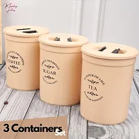 Plastic Kitchen Coated  Printed Damru shape Tea Coffee Sugar Canisters|Jar(Set of 3)-thumb2