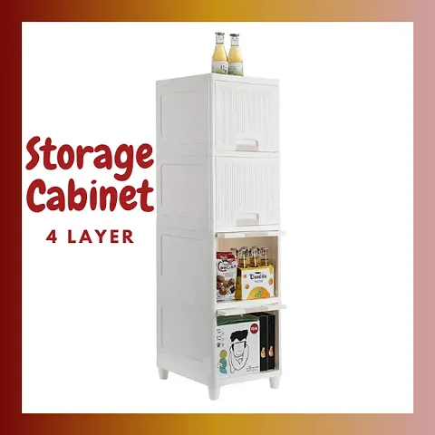 Plastic Storage Cabinet with 4 Adjustable Layers - Easy Assembly