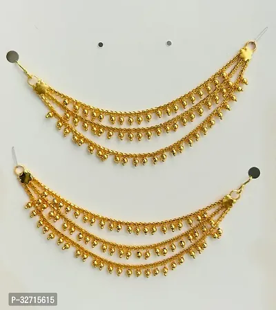 Traditional Gold Long 3 Layer Earrings  for Women-thumb0