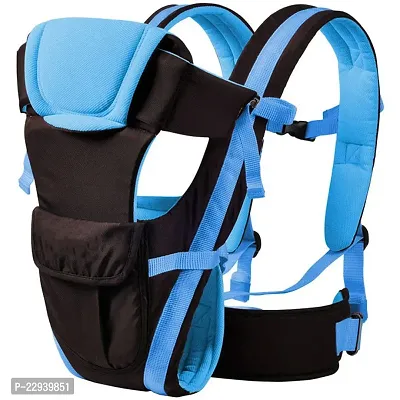 THE TRENDYS Comfy Adjustable Baby Carrier 4 in 1 Carry Positions Sling cum Kangaroo Bag with Safety Belt, Buckle Straps and cushioned Leg Support for New-born/Toddler 4 to 24 Months Baby (Blue Black)-thumb0
