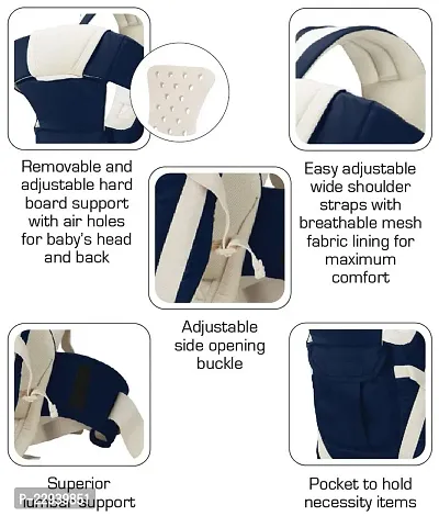THE TRENDYS Comfy Adjustable Baby Carrier 4 in 1 Carry Positions Sling cum Kangaroo Bag with Safety Belt, Buckle Straps and cushioned Leg Support for New-born/Toddler 4 to 24 Months Baby (Blue Black)-thumb3