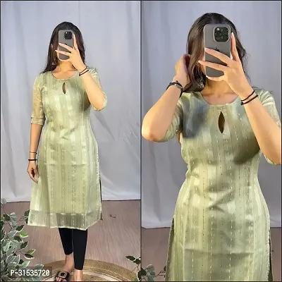 Stylish Green Organza Satin Kurta For Women