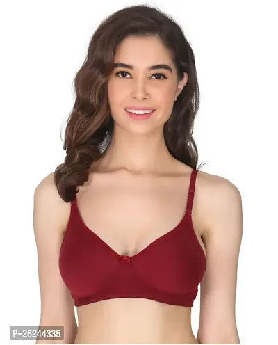 Stylish Maroon Cotton Blend Solid Bra For Women-thumb0