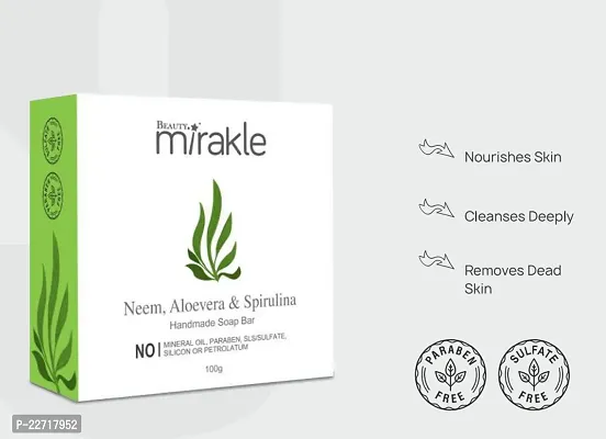 Mirakle Neem Aloevera Spirulina Soap 100 Gm, Pack Of 2