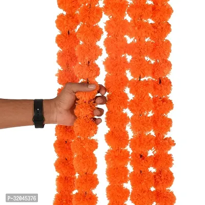 Orange 5ft Long Strands Artificial Marigold Flowers Pack of 4-thumb4