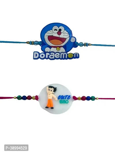 Pack of 2 Cartoon Character Doraemon and Chota Bheem Cute Bro With Roli And Chawal-thumb0