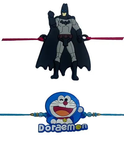 Pack of 2 Cartoon Character Rakhi for Kids with Roli Chawal Cartoon Character Doraemon and Avenger With Roli And Chawal