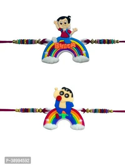 Pack of 2 Cartoon Character Chota Bheem Rainbow and Shin Chain With Roli And Chawal-thumb0