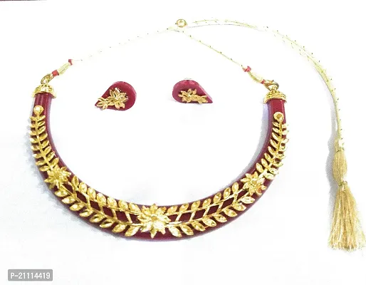 Eureka Golden Red Pola Necklace Set for Women-thumb2