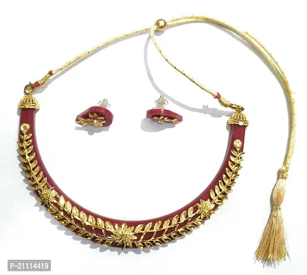 Eureka Golden Red Pola Necklace Set for Women-thumb3