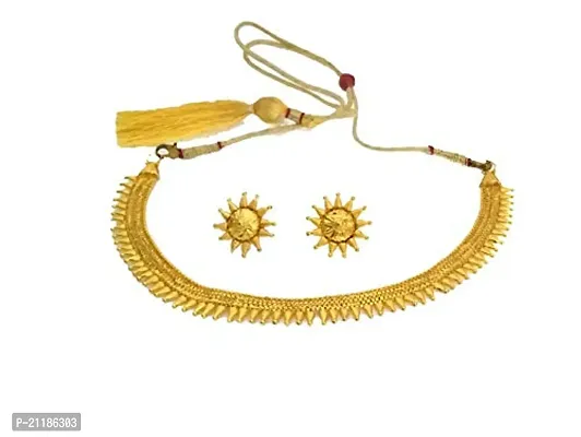 Eureka GoldPlated Golden Colour Fashionable Necklace Set for Women and Girls-thumb2