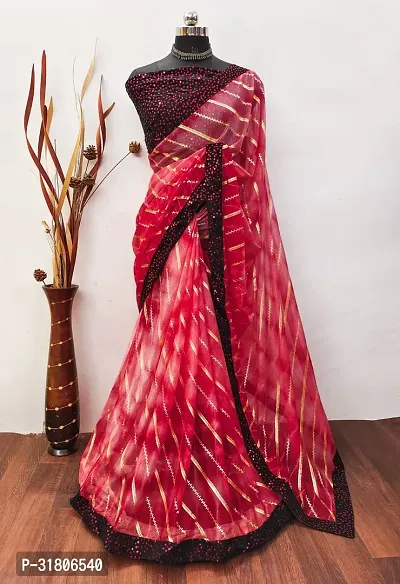 Beautiful Red Art Silk Embellished Saree with Blouse Piece For women-thumb0