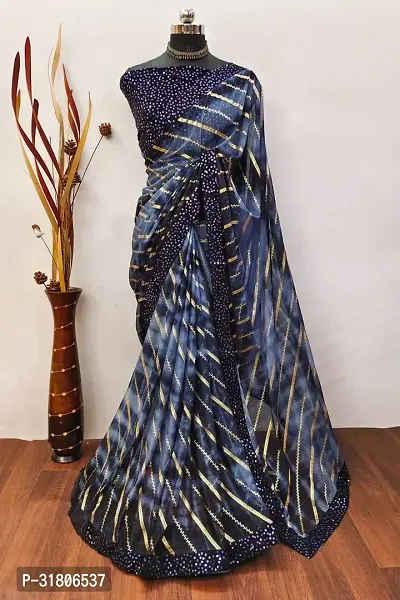 Beautiful Blue Art Silk Embellished Saree with Blouse Piece For women