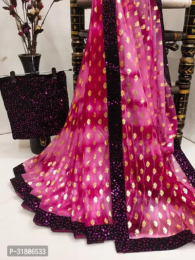 Beautiful Pink Art Silk Embellished Saree with Blouse Piece For women