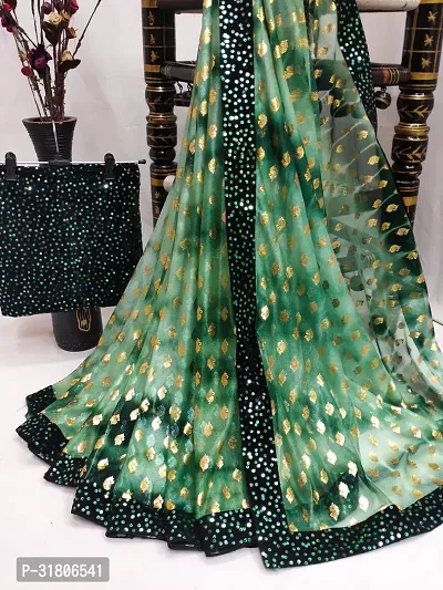 Beautiful Green Art Silk Embellished Saree with Blouse Piece For women