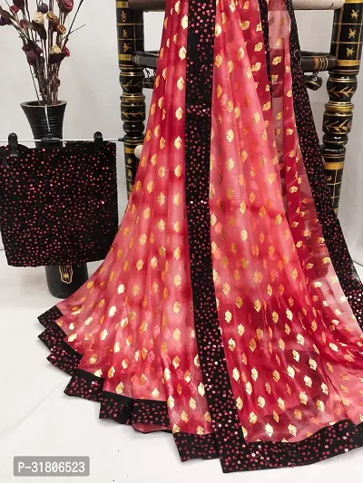 Beautiful Red Art Silk Embellished Saree with Blouse Piece For women