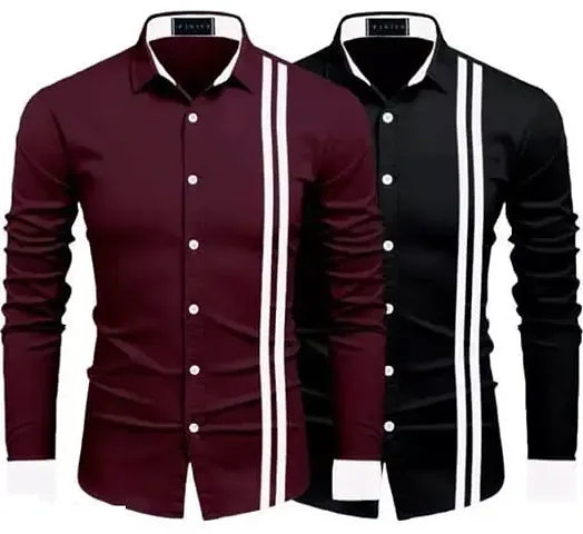 FINIVO FASHION Combo of Men's Regular Fit Cotton Casual Shirts (Pack of 2)