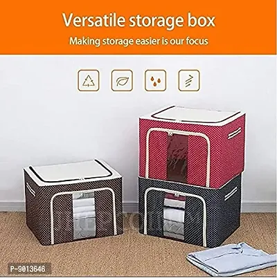 1 Pc 66L Folding Storage Box Living Box, Fabric Foldable Wardrobe Organizer (Multicolor)-thumb0