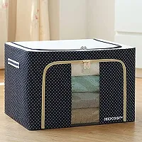 1 Pc 66L Folding Storage Box Living Box, Fabric Foldable Wardrobe Organizer (Multicolor)-thumb1