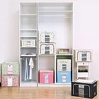 1 Pc 66L Folding Storage Box Living Box, Fabric Foldable Wardrobe Organizer (Multicolor)-thumb2