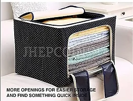 1 Pc 66L Folding Storage Box Living Box, Fabric Foldable Wardrobe Organizer (Multicolor)-thumb3