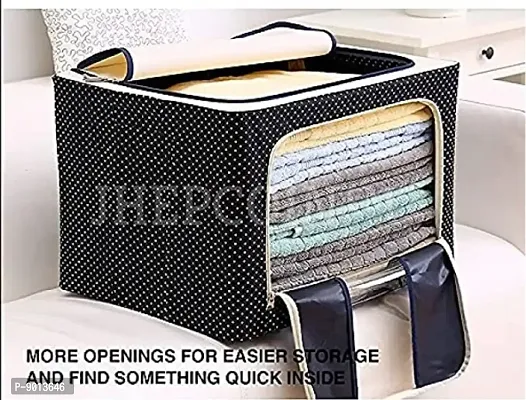 1 Pc 66L Folding Storage Box Living Box, Fabric Foldable Wardrobe Organizer (Multicolor)-thumb4