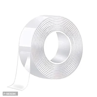 1 Pc Anti Slip Double Sided Transparent Polyurethane Tape for Carpet, Wall hanging, Craft, Home and Office Purposes-thumb0