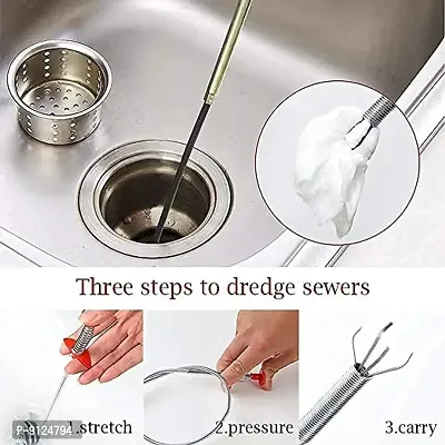 Drain Pipe Sewer Sink Cleaning Spring Stick for Tub Dredge Remover, Clog Remover, Hair Catching Cleaning Tool-thumb3