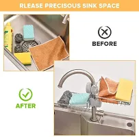1 Pc Stainless Steel Sink Caddy Organizer,Tap Organiser Clip Storage Rack Practical Home Kitchen Drain Rack with Towel Holder for Soap-thumb3