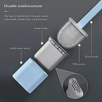 Silicon Toilet Brush with Slim Holder Flex Toilet Brush Anti-drip Set Toilet Bowl Cleaner Brush-thumb1