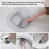 Silicon Toilet Brush with Slim Holder Flex Toilet Brush Anti-drip Set Toilet Bowl Cleaner Brush-thumb3
