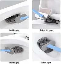 Silicon Toilet Brush with Slim Holder Flex Toilet Brush Anti-drip Set Toilet Bowl Cleaner Brush-thumb4