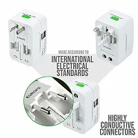 Travel Adapter with Built-in Dual USB Charger Ports 100-240V Surge/Spike Protected Electrical Plug (White)-thumb3