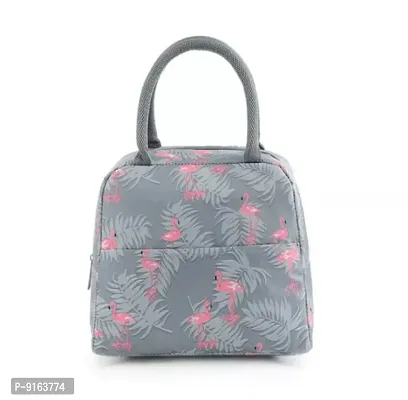 Grey Flamingo Insulated Lunch Bags Small for Women Work,Student Kids to School,Thermal Cooler Tote Bag Picnic Organizer-thumb0