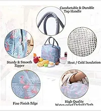 Grey Flamingo Insulated Lunch Bags Small for Women Work,Student Kids to School,Thermal Cooler Tote Bag Picnic Organizer-thumb2