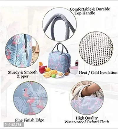Grey Flamingo Insulated Lunch Bags Small for Women Work,Student Kids to School,Thermal Cooler Tote Bag Picnic Organizer-thumb3