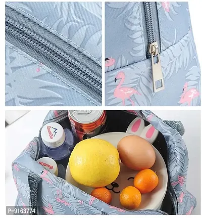 Grey Flamingo Insulated Lunch Bags Small for Women Work,Student Kids to School,Thermal Cooler Tote Bag Picnic Organizer-thumb4